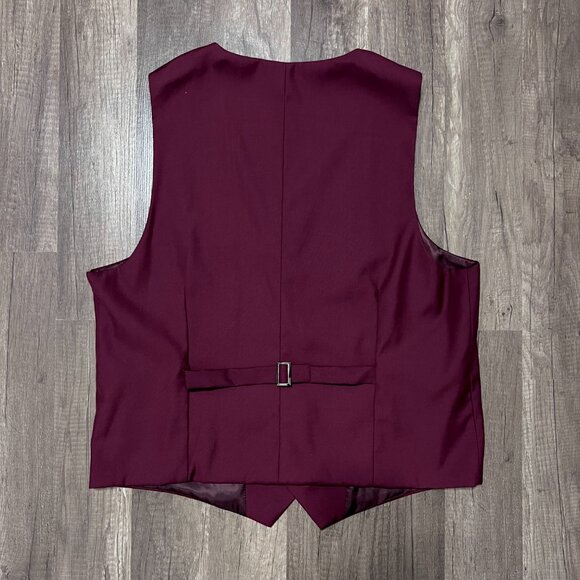 Kudoro Men’s Tuxedo Suit Wine Red M Slim Fit Blazer Vest Pants Formal - Picture 4 of 7